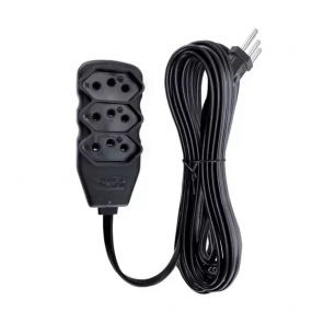 Extensão Tripolar 3 Entradas 5m 10A Preta biv Force Line