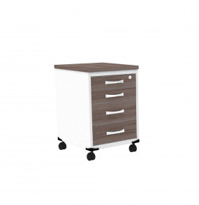 Gaveteiro Volante 3 gavetas Walnut Branco  GVPS03GP25 Pandin