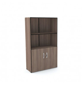 Armário alto misto um vão aberto duas portas 3 prateleiras walnut MX33 Pandin