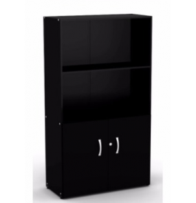 Armário alto misto um vão aberto duas portas 3 prateleiras preto MX33 Pandin