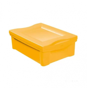 Caixa Organizadora em plástico com tampa 13,5 litros laranja 21000 Ordene