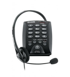Telefone Headset com base de discagem (fone com microfone e telefone) Preto HST6000 Elgin